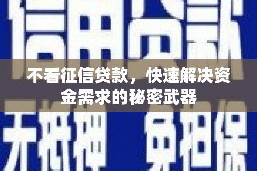 柳北不看征信贷款，快速解决资金需求的秘密武器