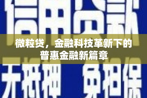 柳北微粒贷，金融科技革新下的普惠金融新篇章