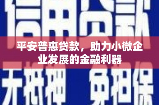 柳北平安普惠贷款，助力小微企业发展的金融利器